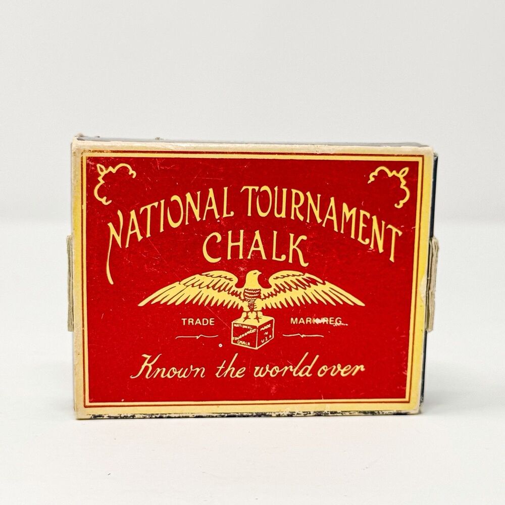 Vintage Box National Tournament Chalk Pool Chalk Billards 12 Unused Chalk